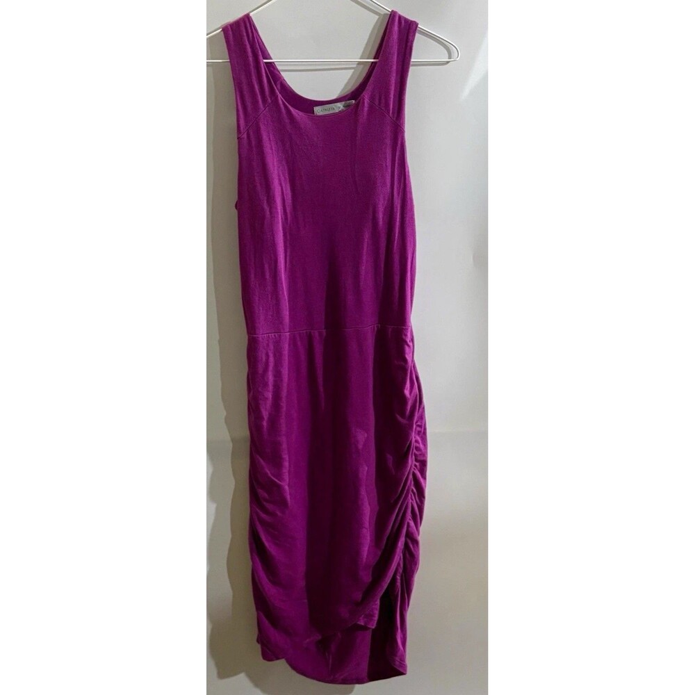 Athleta Purple Solid Knit Ruched Stretch Midi Dress Women’s Petite Small Tall